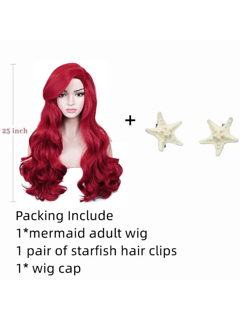 Women's Dark Red Starfish Heat Resistant Synthetic Fiber Long Straight Ombre Wig